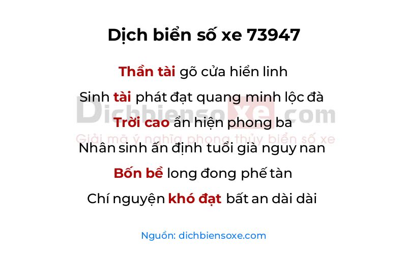 Dịch thơ biển số 73947