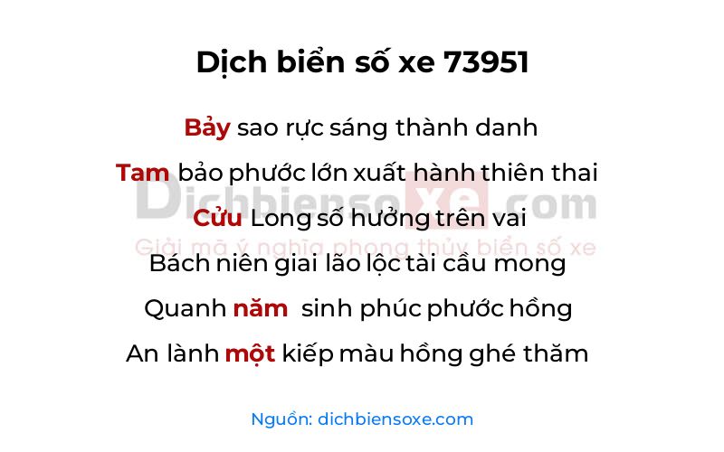 Dịch thơ biển số 73951