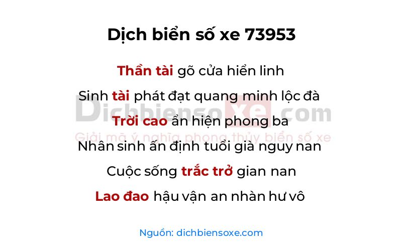 Dịch thơ biển số 73953