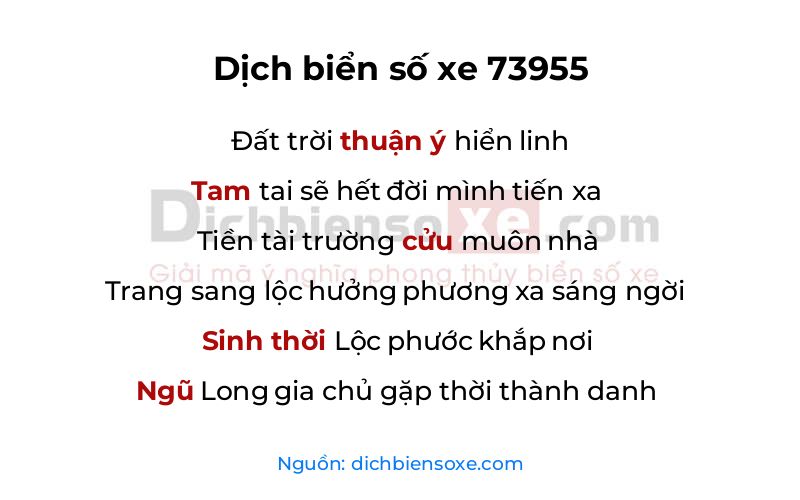 Dịch thơ biển số 73955