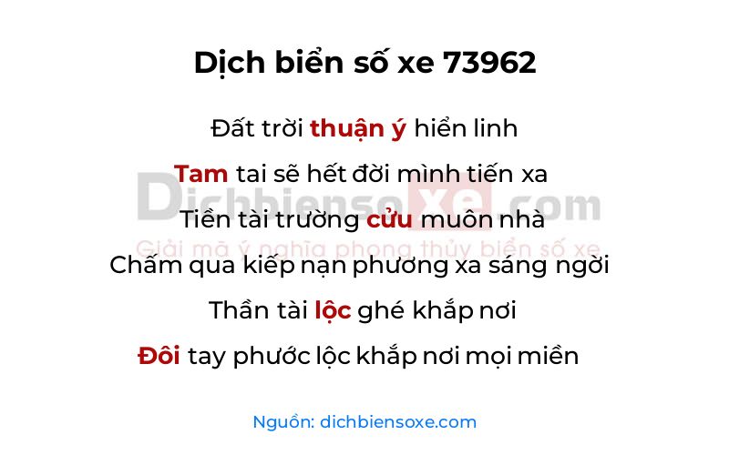 Dịch thơ biển số 73962