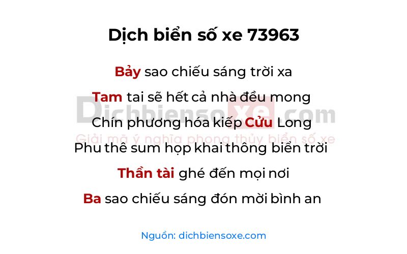 Dịch thơ biển số 73963