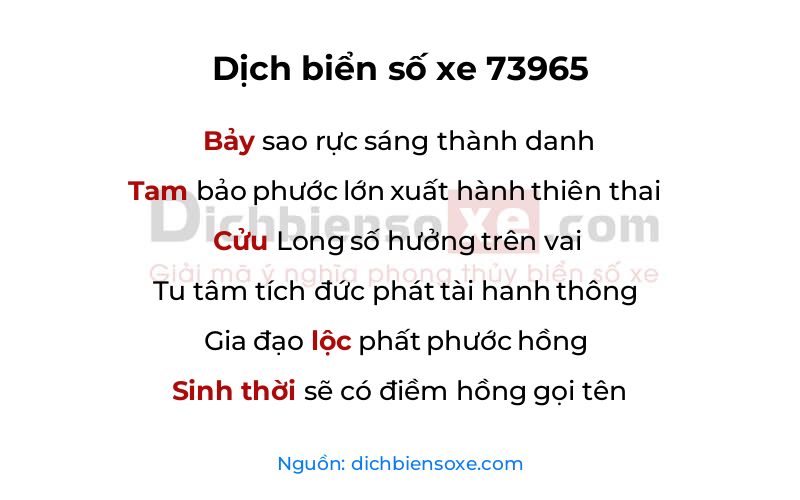 Dịch thơ biển số 73965