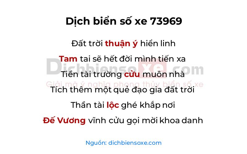 Dịch thơ biển số 73969