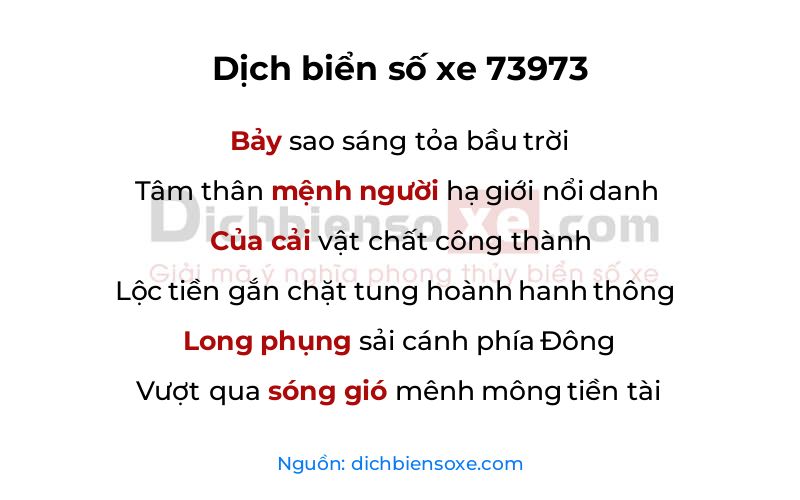 Dịch thơ biển số 73973