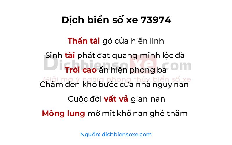 Dịch thơ biển số 73974
