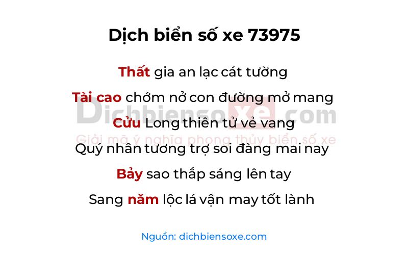 Dịch thơ biển số 73975
