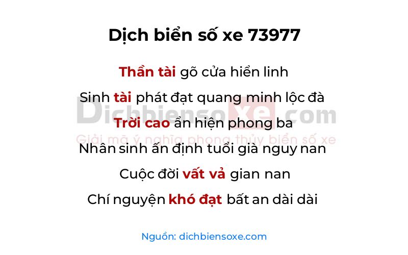 Dịch thơ biển số 73977