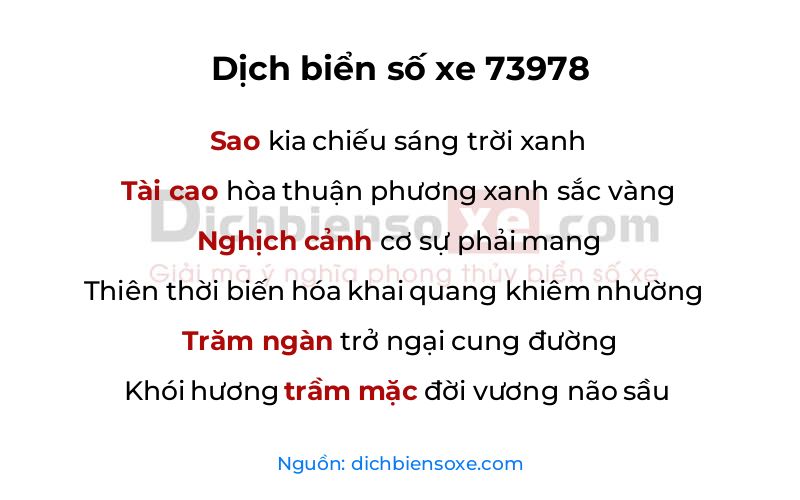 Dịch thơ biển số 73978