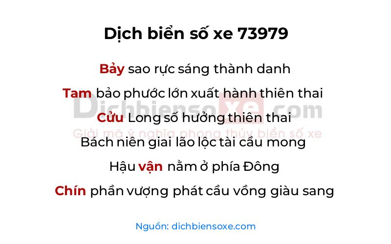 Dịch thơ biển số 73979
