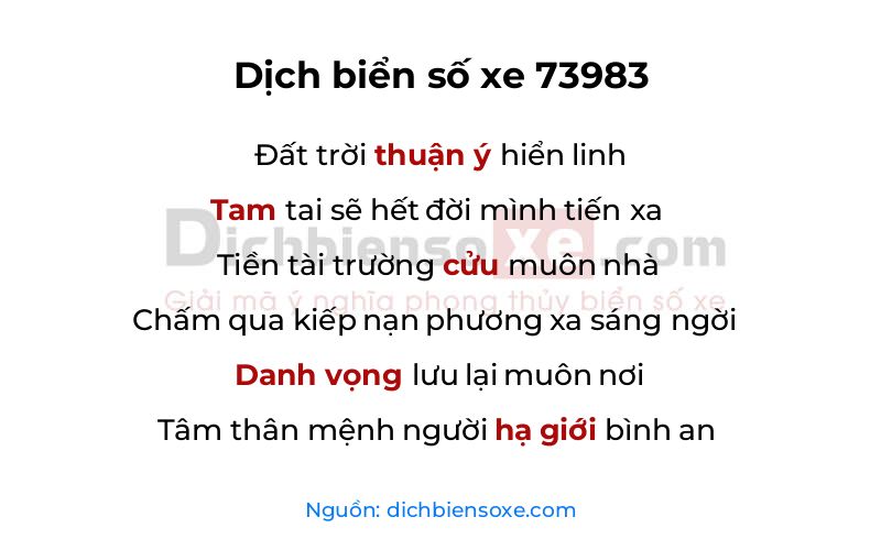 Dịch thơ biển số 73983