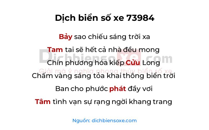 Dịch thơ biển số 73984