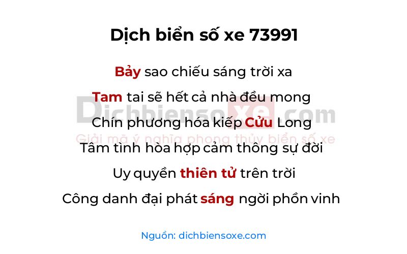 Dịch thơ biển số 73991