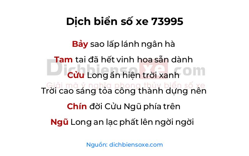 Dịch thơ biển số 73995
