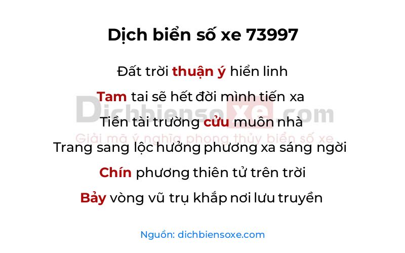 Dịch thơ biển số 73997