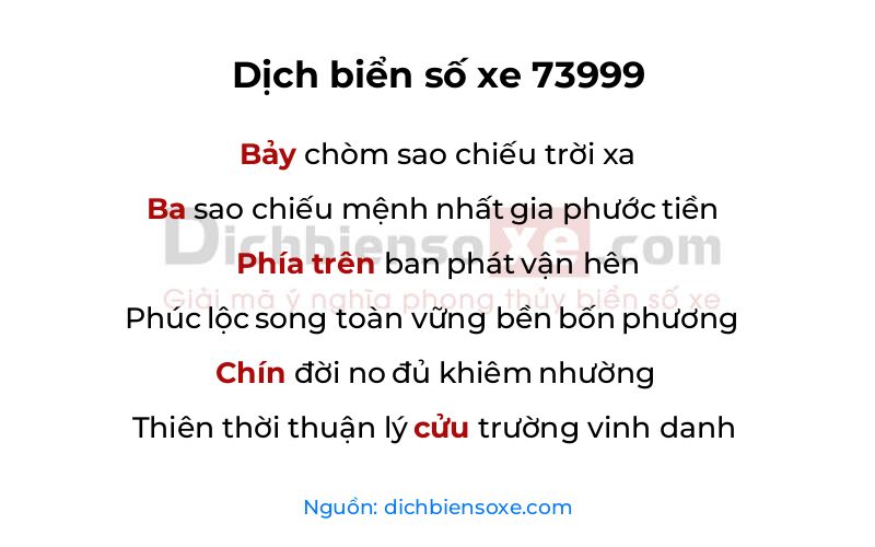 Dịch thơ biển số 73999