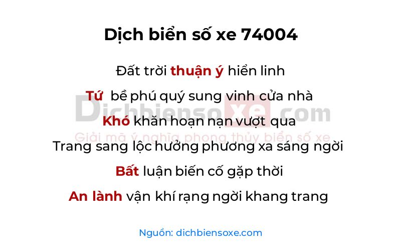 Dịch thơ biển số 74004
