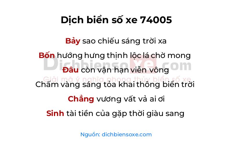 Dịch thơ biển số 74005