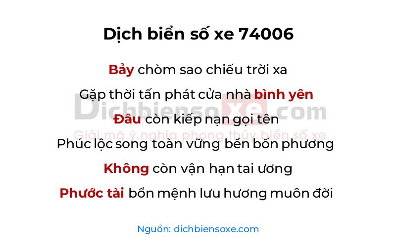 Dịch thơ biển số 74006