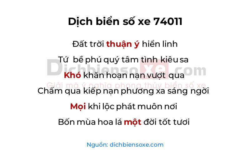 Dịch thơ biển số 74011