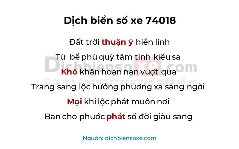 Dịch thơ biển số 74018