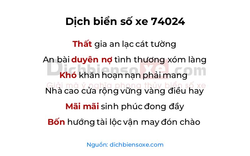 Dịch thơ biển số 74024