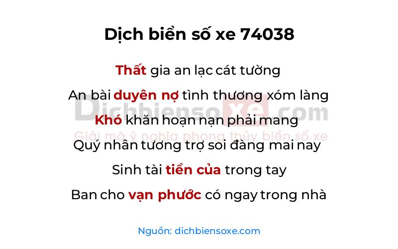 Dịch thơ biển số 74038