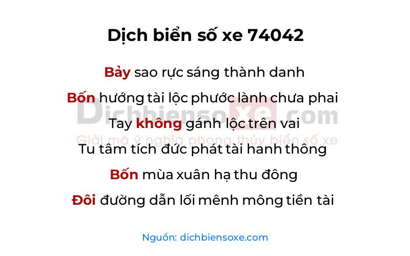 Dịch thơ biển số 74042