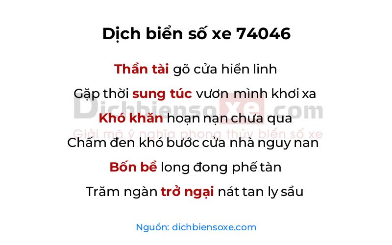 Dịch thơ biển số 74046