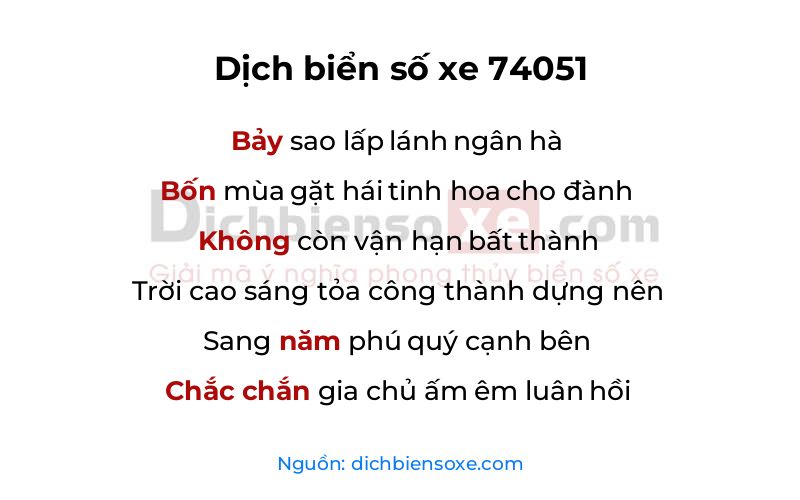 Dịch thơ biển số 74051