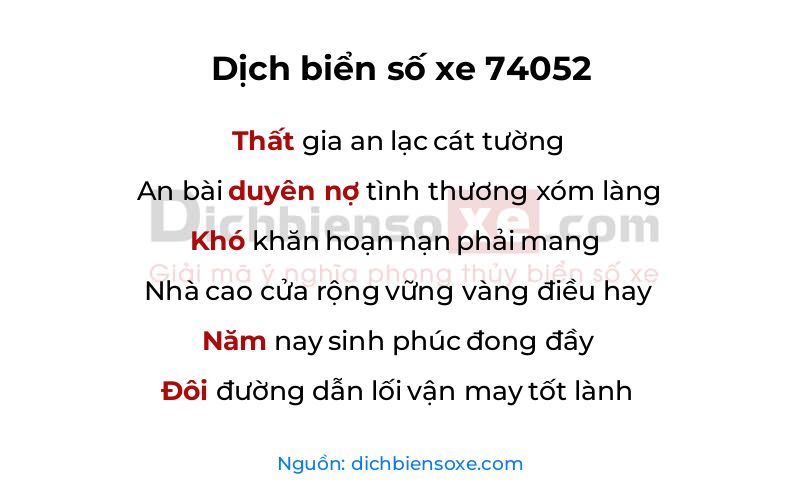 Dịch thơ biển số 74052