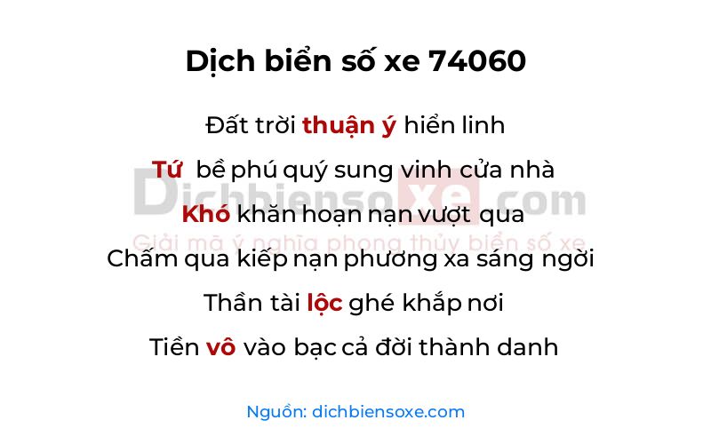 Dịch thơ biển số 74060
