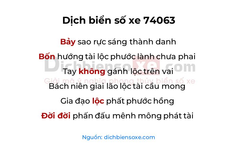 Dịch thơ biển số 74063