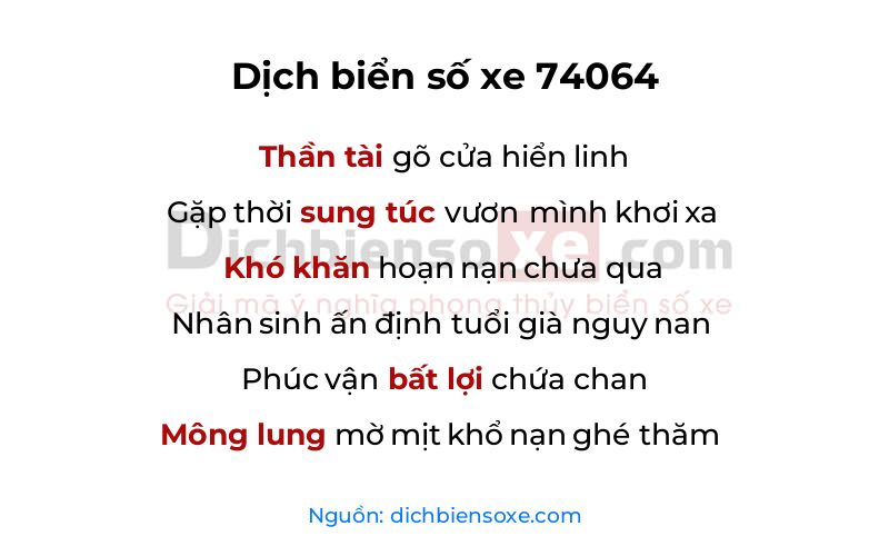 Dịch thơ biển số 74064