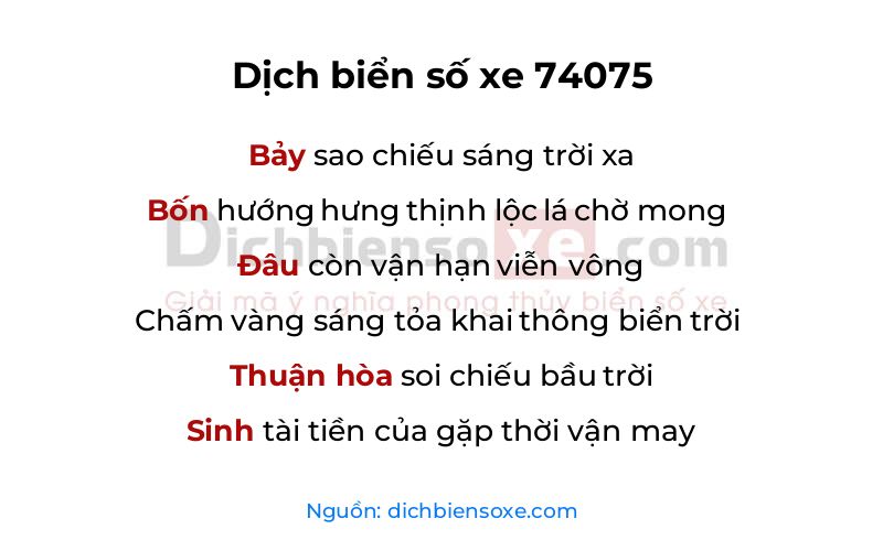 Dịch thơ biển số 74075