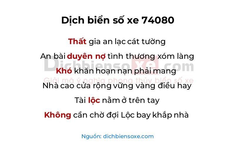 Dịch thơ biển số 74080