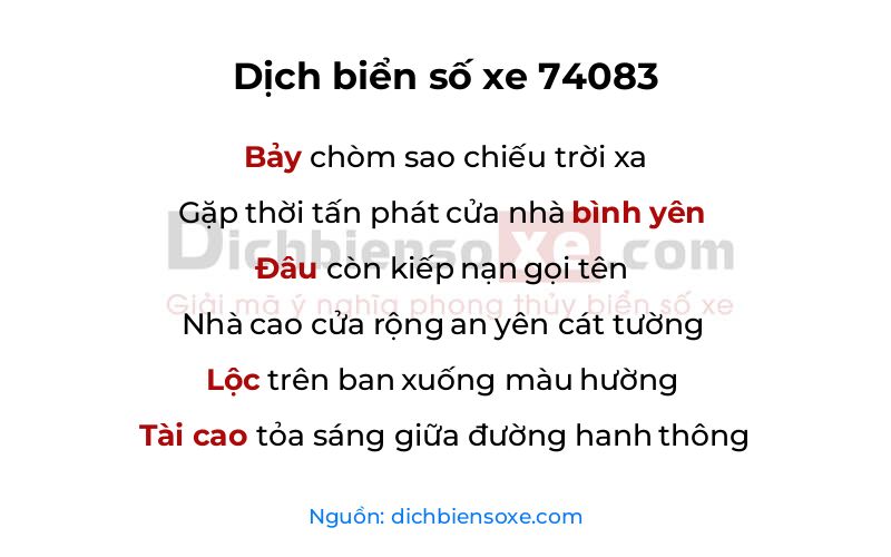 Dịch thơ biển số 74083