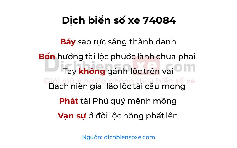 Dịch thơ biển số 74084