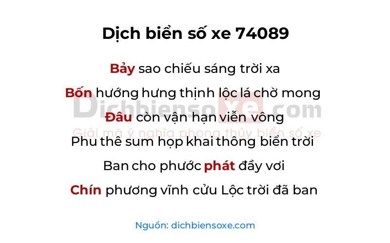 Dịch thơ biển số 74089