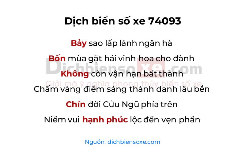 Dịch thơ biển số 74093