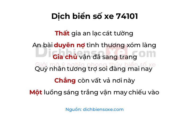 Dịch thơ biển số 74101