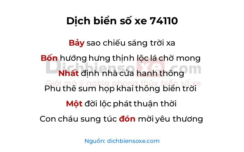 Dịch thơ biển số 74110