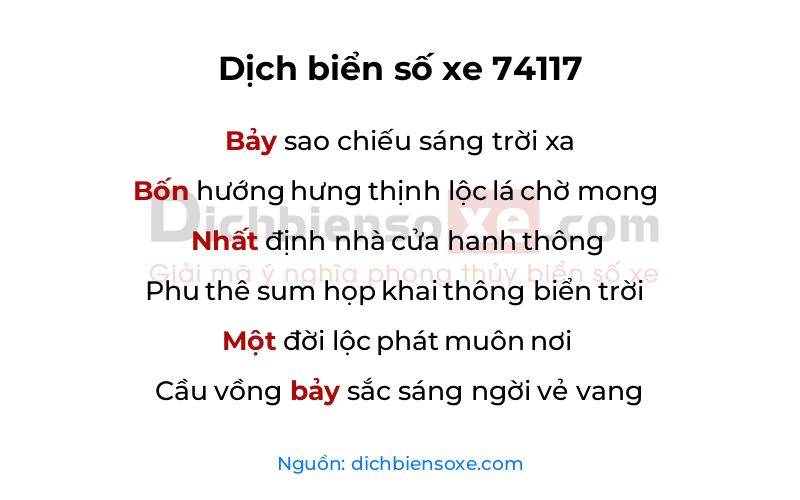 Dịch thơ biển số 74117
