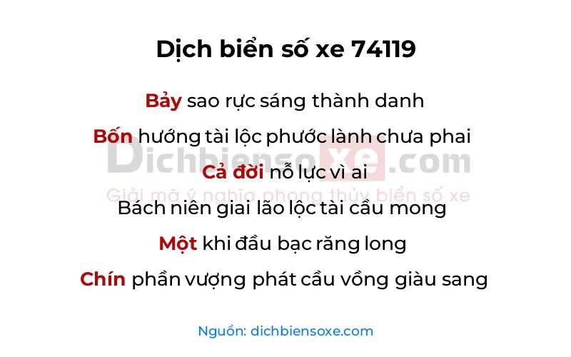Dịch thơ biển số 74119