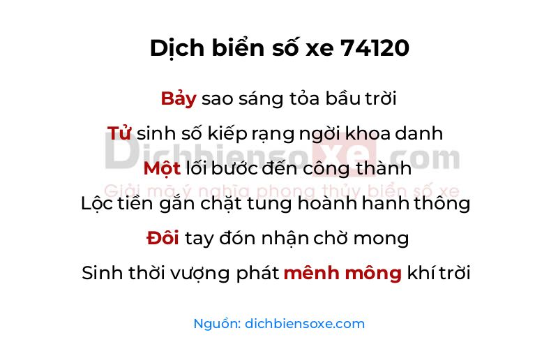 Dịch thơ biển số 74120