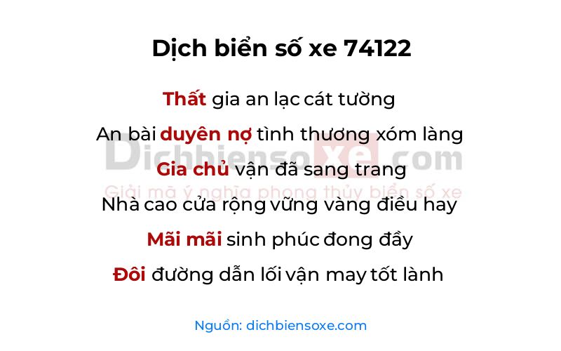 Dịch thơ biển số 74122