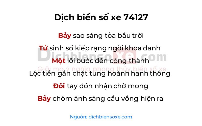 Dịch thơ biển số 74127