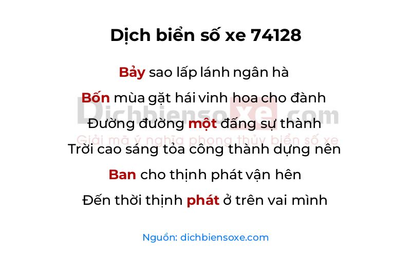 Dịch thơ biển số 74128