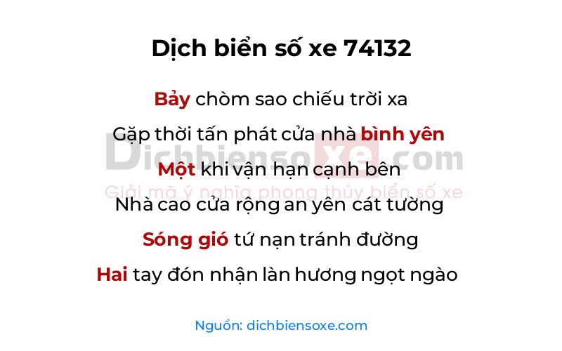 Dịch thơ biển số 74132