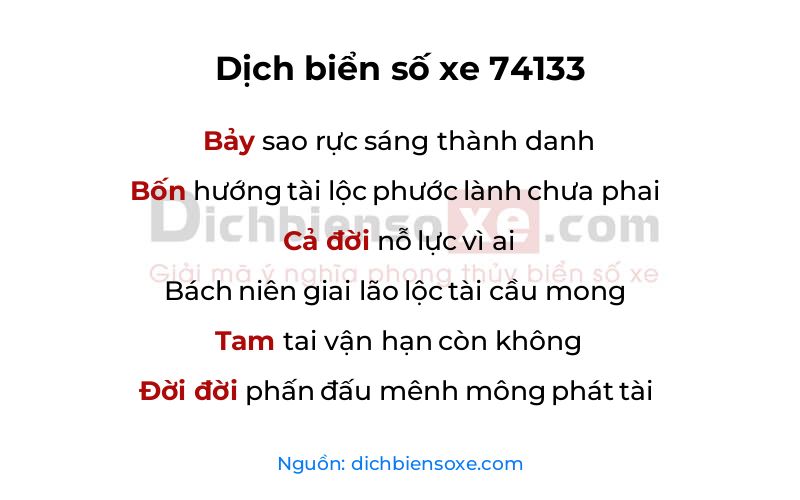 Dịch thơ biển số 74133